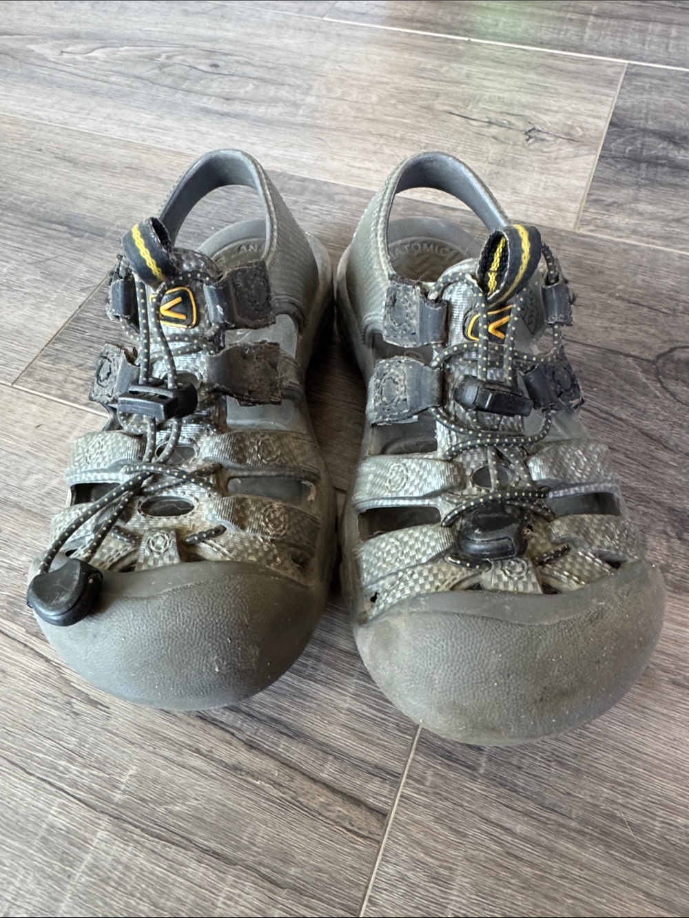Keen Kids Gray & Black Closed-Toe Water Sandals with Yellow Accents